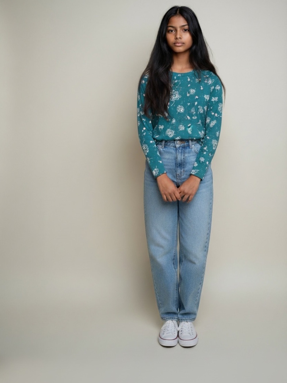 Hanna Andersson Teal and White Knit Top